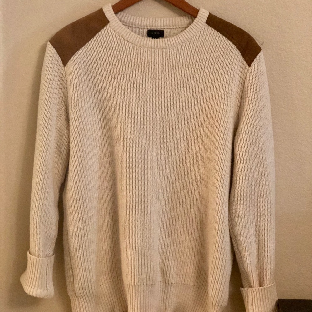 J. Crew sweater w/ leather shoulder pads